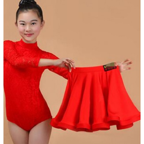 red purple blue Lace Girl Latin Dance Suit Female Showing Skirt Children Competition Fashions Teenager Girls ballroom  Costumes Presentation Garment